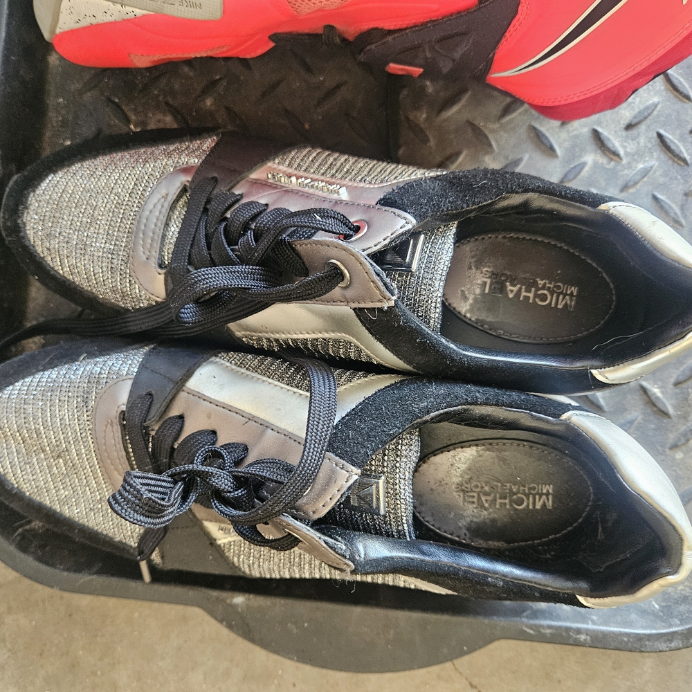 Michael Kors Metallic and Black Lace-Up Sneakers